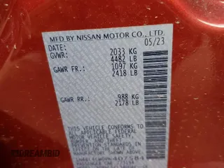 2023 Nissan Altima 2.5 SR with VIN 1N4BL4CW0PN407584, listed as a Copart auction lot 44968095 with 0 mi miles and Salvage Title. Bid and sale history available at carsss.com. Image 13.