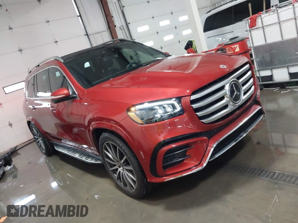 2025 Mercedes-Benz GLS with VIN 4JGFF5KEXSB291866, listed as a IAAI auction lot 41556256 with 4,804 mi miles. Bid and sale history available at carsss.com. Image 1.
