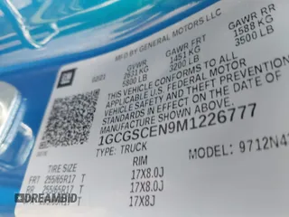 2021 Chevrolet Colorado 2WD LT z VIN 1GCGSCEN9M1226777, wystawiony jako IAAI lot #41895262 z przebiegiem 68 065 mil mil oraz . Historia ofert i sprzedaży dostępna na DreamBid. Obrazek 9.