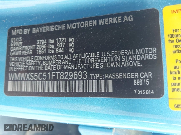 2015 MINI Hardtop 4 Door z VIN WMWXS5C51FT829693, wystawiony jako IAAI lot #42497639 z przebiegiem 36 494 mil mil oraz . Historia ofert i sprzedaży dostępna na DreamBid. Obrazek 9.