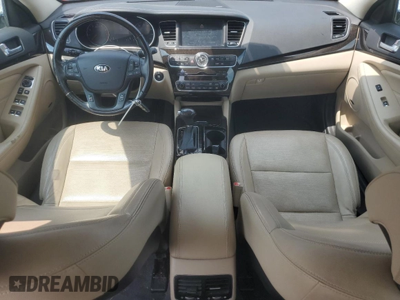 2014 Kia Cadenza Premium z VIN KNALN4D70E5167401, wystawiony jako Copart lot #59879075 z przebiegiem 130 894 mil mil oraz Czysty tytuł • Clean title. Historia ofert i sprzedaży dostępna na DreamBid. Obrazek 8.