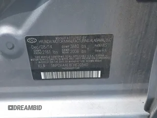 2015 Hyundai Elantra SE with VIN 5NPDH4AE8FH620540, listed as a IAAI auction lot 42185857 with 79,568 mi miles and . Bid and sale history available at DreamBid. Image 9.