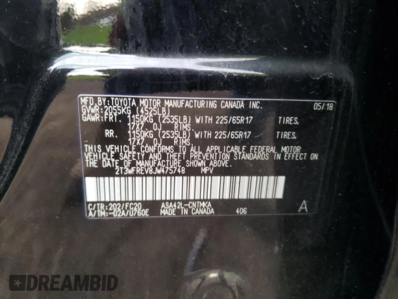 2018 Toyota RAV4 XLE z VIN 2T3WFREV8JW475748, wystawiony jako Copart lot #53929845 z przebiegiem 141 438 mil mil oraz Szkoda całkowita • Salvage title. Historia ofert i sprzedaży dostępna na DreamBid. Obrazek 13.