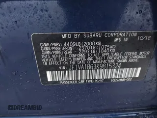 2019 Subaru WRX Premium with VIN JF1VA1B63K9815324, listed as a IAAI auction lot 41509268 with 84,352 mi miles. Bid and sale history available at carsss.com. Image 9.