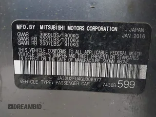 2016 Mitsubishi Lancer ES with VIN JA32U2FU4GU008977, listed as a IAAI auction lot 42139304 with 145,521 mi miles. Bid and sale history available at carsss.com. Image 9.