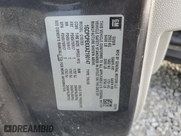 2010 Chevrolet Silverado 1500 Work Truck with VIN 1GCPCPEXXAZ190147, listed as a Copart auction lot 46566675 with 114,966 mi miles and Salvage Title. Bid and sale history available at DreamBid. Image 12.