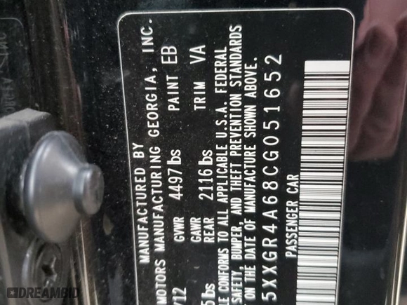 2012 Kia Optima SX with VIN 5XXGR4A68CG051652, listed as a Copart auction lot 47592195 with 259,672 mi miles and Salvage Title. Bid and sale history available at carsss.com. Image 14.