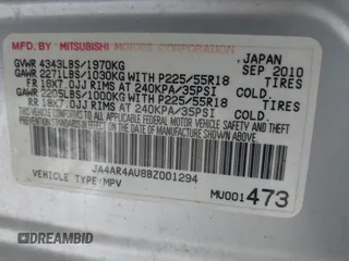 2011 Mitsubishi Outlander Sport SE with VIN JA4AR4AU8BZ001294, listed as a IAAI auction lot 42068445 with 152,718 mi miles. Bid and sale history available at carsss.com. Image 9.