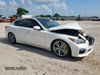 2015 Infiniti Q50 Sport with VIN JN1BV7AP5FM346998, listed as a Copart auction lot 61992655 with 105,215 mi miles and Salvage title. Bid and sale history available at DreamBid. Image 4.