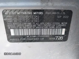 2023 Mitsubishi Mirage Black Edition с VIN ML32AWHJ7PH000985, выставлен на аукционе IAAI как лот 41715630 с пробегом 33 582 миль миль и . История ставок и продаж доступна на DreamBid. Изображение 9.