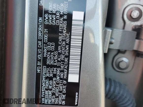 2021 Volvo V60 z VIN YV4102WK0M1076923, wystawiony jako Copart lot #71683813 z przebiegiem 32 399 mil mil oraz . Historia ofert i sprzedaży dostępna na DreamBid. Obrazek 15.
