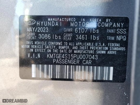 2023 Genesis Electrified G80 with VIN KMTGE4S15PU007043, listed as a Copart auction lot 45982565 with 5,021 mi miles and Non Repairable. Bid and sale history available at carsss.com. Image 12.