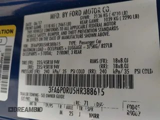 2017 Ford Fusion Hybrid Titanium с VIN 3FA6P0RU5HR388615, выставлен на аукционе IAAI как лот 42066142 с пробегом 121 618 миль миль и . История ставок и продаж доступна на DreamBid. Изображение 9.