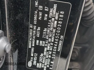 2012 Kia Optima EX with VIN 5XXGN4A65CG038188, listed as a Copart auction lot 42710865 with 180,346 mi miles and Salvage Title. Bid and sale history available at carsss.com. Image 12.