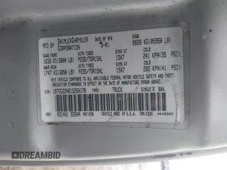 2001 Dodge Dakota Sport with VIN 1B7GG22N61S260178, listed as a IAAI auction lot 41033073 with Not Provided miles and . Bid and sale history available at carsss.com. Image 9.