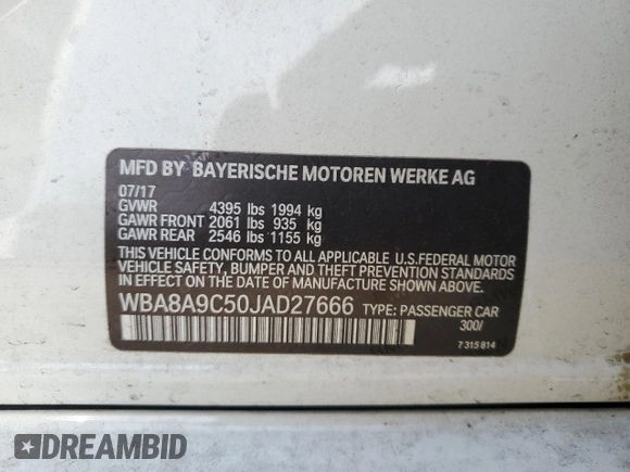 2018 BMW 3 Series 320i with VIN WBA8A9C50JAD27666, listed as a Copart auction lot 49313955 with 77,996 mi miles and Salvage Title. Bid and sale history available at carsss.com. Image 13.