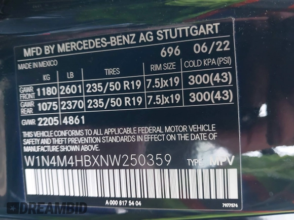 2022 Mercedes-Benz GLB 250 z VIN W1N4M4HBXNW250359, wystawiony jako IAAI lot #41210934 z przebiegiem 34 092 mil mil oraz . Historia ofert i sprzedaży dostępna na DreamBid. Obrazek 9.