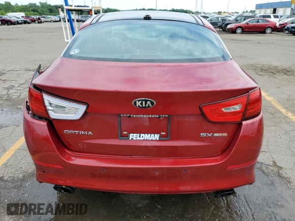 2015 Kia Optima SX Turbo with VIN 5XXGR4A64FG408491, listed as a Copart auction lot 59315544 with 112,518 mi miles and Clean Title. Bid and sale history available at carsss.com. Image 6.