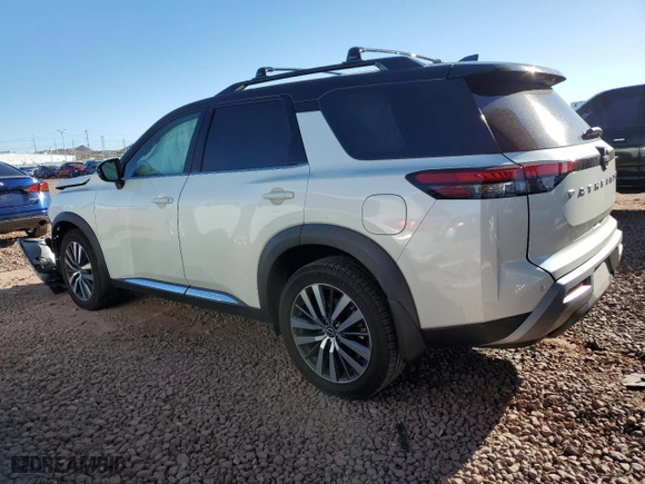 2022 Nissan Pathfinder Platinum with VIN 5N1DR3DG7NC268318, listed as a Copart auction lot 49682025 with 23,285 mi miles and Salvage Title. Bid and sale history available at carsss.com. Image 2.