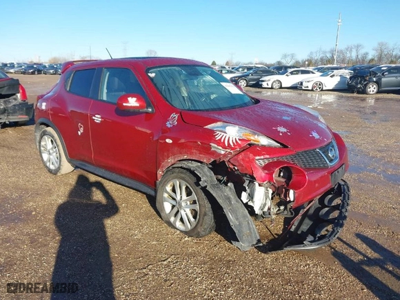 2014 Nissan Juke SL with VIN JN8AF5MV2ET483488, listed as a IAAI auction lot 41662254 with 117,398 mi miles. Bid and sale history available at carsss.com. Image 1.