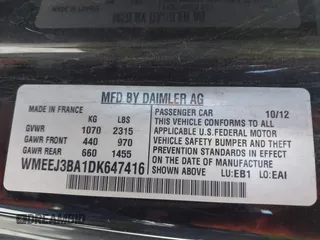 2013 Smart fortwo Pure с VIN WMEEJ3BA1DK647416, выставлен на аукционе IAAI как лот 41676693 с пробегом 102 772 миль миль и . История ставок и продаж доступна на DreamBid. Изображение 9.