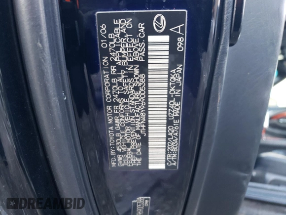 2006 Lexus SC 430 z VIN JTHFN48Y969005388, wystawiony jako Copart lot #45702275 z przebiegiem 295 062 mil mil oraz Czysty tytuł • Clean title. Historia ofert i sprzedaży dostępna na DreamBid. Obrazek 12.