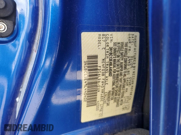 2009 Nissan Versa S with VIN 3N1BC13E49L440402, listed as a Copart auction lot 57709335 with 96,372 mi miles and Clean title. Bid and sale history available at DreamBid. Image 12.