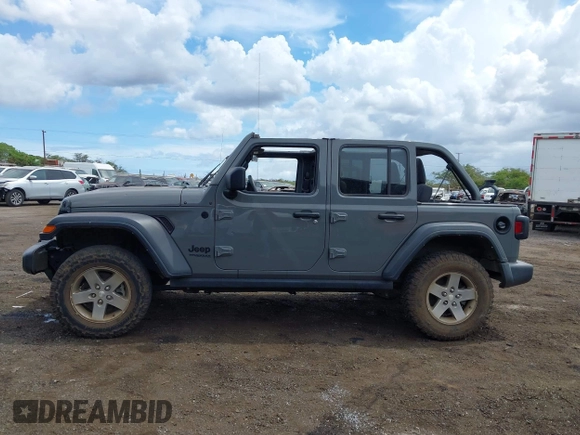 2021 Jeep Wrangler Unlimited Willys with VIN 1C4HJXDGXMW763324, listed as a IAAI auction lot 41643296 with 22,599 mi miles and . Bid and sale history available at DreamBid. Image 14.