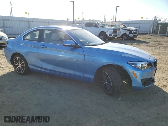 2020 BMW 2 Series 230i with VIN WBA2J1C05L7E57082, listed as a Copart auction lot 43057505 with 2,250 mi miles and Salvage Title. Bid and sale history available at carsss.com. Image 4.
