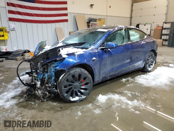 2021 Tesla Model 3 Performance with VIN 5YJ3E1EC2MF985030, listed as a Copart auction lot 44117565 with Not Provided miles and Salvage Title. Bid and sale history available at DreamBid. Image 1.