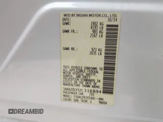 2015 Nissan LEAF SV with VIN 1N4AZ0CP1FC316894, listed as a IAAI auction lot 41826724 with 57,195 mi miles. Bid and sale history available at carsss.com. Image 9.