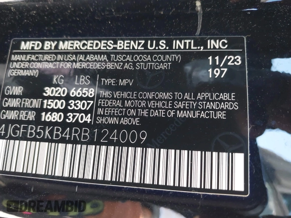 2024 Mercedes-Benz GLE 450 с VIN 4JGFB5KB4RB124009, выставлен на аукционе IAAI как лот 42249985 с пробегом 29 817 миль миль и . История ставок и продаж доступна на DreamBid. Изображение 9.