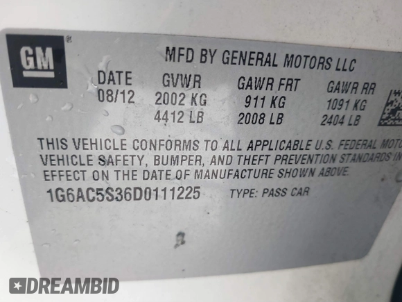 2013 Cadillac ATS Performance z VIN 1G6AC5S36D0111225, wystawiony jako IAAI lot #41511694 z przebiegiem 153 250 mil mil oraz . Historia ofert i sprzedaży dostępna na DreamBid. Obrazek 9.