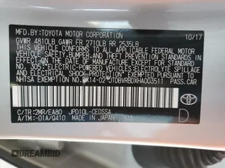 2017 Toyota Mirai with VIN JTDBVRBDXHA003511, listed as a Copart auction lot 55343795 with 48,658 mi miles and Clean Title. Bid and sale history available at DreamBid. Image 12.