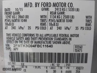 2015 Ford Edge SE with VIN 2FMTK3G94FBC11640, listed as a IAAI auction lot 41472865 with 105,871 mi miles. Bid and sale history available at carsss.com. Image 16.