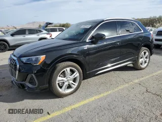 2020 Audi Q3 S line Premium with VIN WA1DECF34L1123427, listed as a Copart auction lot 44001445 with 52,799 mi miles and Salvage Title. Bid and sale history available at carsss.com. Image 1.