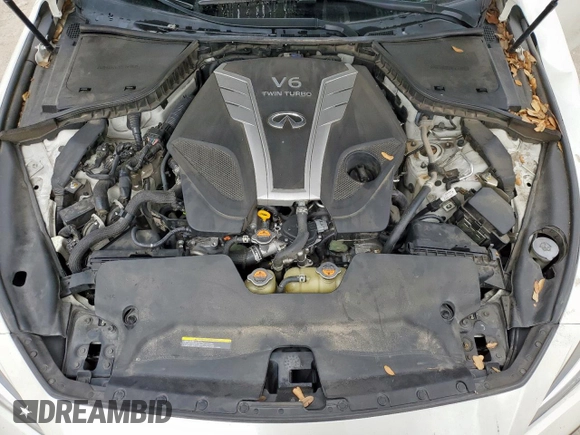 2018 Infiniti Q50 Red Sport 400 with VIN JN1FV7AP4JM460467, listed as a Copart auction lot 57075525 with 182,405 mi miles and Salvage title. Bid and sale history available at DreamBid. Image 11.