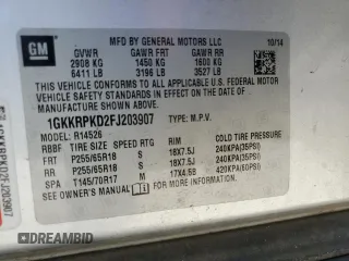 2015 GMC Acadia SLE with VIN 1GKKRPKD2FJ203907, listed as a Copart auction lot 47297855 with 190,723 mi miles and Clean Title. Bid and sale history available at carsss.com. Image 13.
