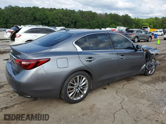 2024 Infiniti Q50 Luxe with VIN JN1EV7BR6RM630092, listed as a Copart auction lot 56903184 with 4,846 mi miles and Salvage Title. Bid and sale history available at DreamBid. Image 3.