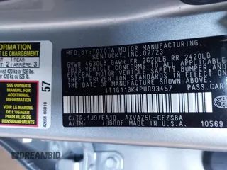2023 Toyota Camry SE z VIN 4T1G11BK4PU093457, wystawiony jako IAAI lot #42061933 z przebiegiem 21 275 mil mil oraz . Historia ofert i sprzedaży dostępna na DreamBid. Obrazek 9.