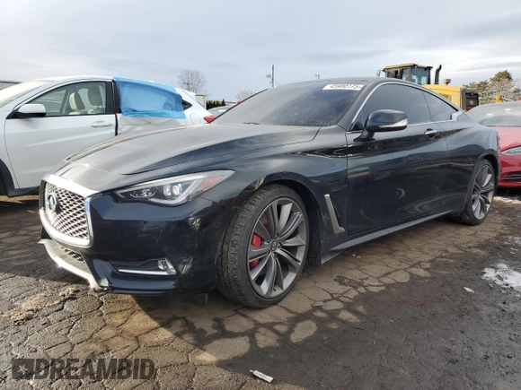 2018 Infiniti Q60 Red Sport 400 with VIN JN1FV7EL2JM630560, listed as a Copart auction lot 45980175 with 48,943 mi miles and Salvage title. Bid and sale history available at DreamBid. Image 1.