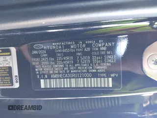 2024 Hyundai Kona Limited with VIN KM8HECA30RU121000, listed as a IAAI auction lot 41419779 with 4,756 mi miles. Bid and sale history available at carsss.com. Image 9.