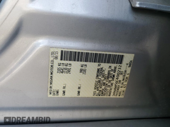 2016 Nissan Maxima SV with VIN 1N4AA6AP5GC400232, listed as a Copart auction lot 62775135 with 196,961 mi miles and Salvage title. Bid and sale history available at DreamBid. Image 13.