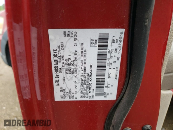 2007 Ford Explorer Sport Trac XLT z VIN 1FMEU51KX7UA39006, wystawiony jako Copart lot #63332175 z przebiegiem 168 646 mil mil oraz Czysty tytuł • Clean title. Historia ofert i sprzedaży dostępna na DreamBid. Obrazek 12.