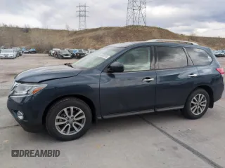 2015 Nissan Pathfinder SV with VIN 5N1AR2MM8FC713945, listed as a Copart auction lot 53490855 with 99,809 mi miles and Salvage Title. Bid and sale history available at carsss.com. Image 1.