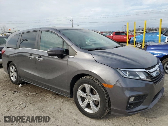 2019 Honda Odyssey EX-L with VIN 5FNRL6H75KB042882, listed as a Copart auction lot 49589845 with 90,835 mi miles and Salvage Title. Bid and sale history available at DreamBid. Image 4.