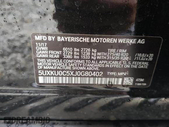 2018 BMW X6 sDrive35i with VIN 5UXKU0C5XJ0G80402, listed as a Copart auction lot 71298364 with 101,603 mi miles and Salvage Title. Bid and sale history available at carsss.com. Image 14.