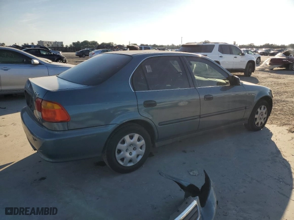 1999 Honda Civic DX with VIN 1HGEJ6629XL031952, listed as a Copart auction lot 41691105 with 66,909 mi miles and Salvage Title. Bid and sale history available at carsss.com. Image 3.