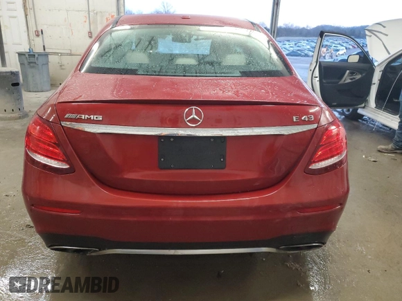 2018 Mercedes-Benz E-Class AMG E 43 with VIN WDDZF6EB9JA350389, listed as a Copart auction lot 42854585 with 28,196 mi miles and Salvage Title. Bid and sale history available at carsss.com. Image 6.
