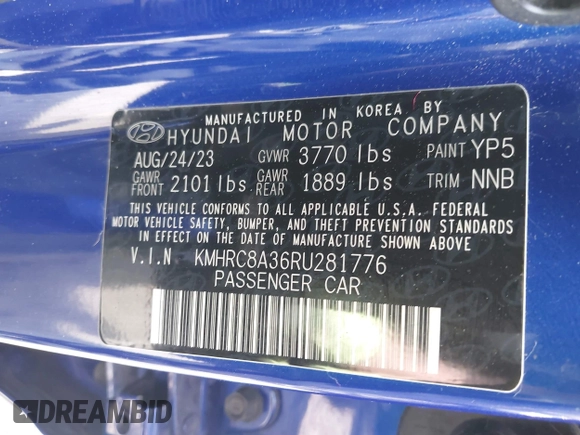 2024 Hyundai Venue Limited with VIN KMHRC8A36RU281776, listed as a IAAI auction lot 42152294 with 42,629 mi miles and . Bid and sale history available at DreamBid. Image 9.